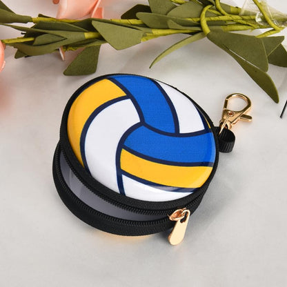 YALLNASL Soccer Basketball Volleyball Baseball Storage Bag Wallet Organizer Coin Pouch Keychain Case for Earplugs Earbuds Earphone - color: Volleyball Keychain