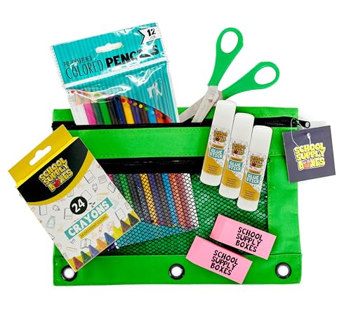 School Supply Boxes | 17" (Black or Clear) Backpack Bundle for (Elementary, Intermediate, or High School) (Elementary, Black) - color: Black, style: Elementary