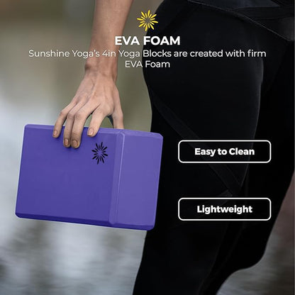 4" Yoga Block, 10 Pack Bulk EVA Foam Yoga Blocks, Firm and Supportive Yoga Brick, Balance Foam for Stretching, Pilates, and Workout, 4" x 6" x 9" - color: Purple