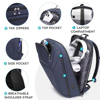 FUTURE AESTHEICS Business Laptop Backpack for Men,Women，15.6 Inch Water Resistant Travel smart Laptop Backpack Carry On Backpack with USB Charging Port，Large Business Work Durable Computer Bag, Blue - color: Blue