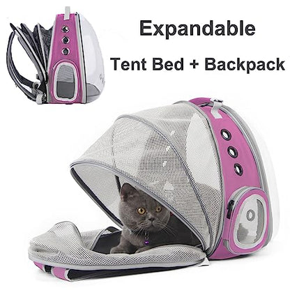 Back Extension Cat Travel Carrier Backpack (Pink, Clear Window) - color: Pink