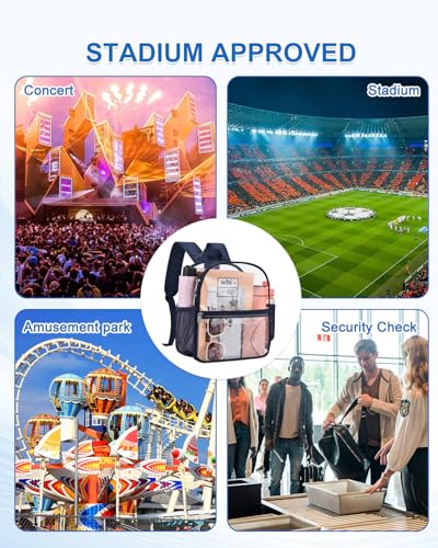 Clear Backpack for Stadium Events, 12x12x6 Small Clear Plastic bag with Reinforced Straps for Game Security Festival Concert - color: Navy