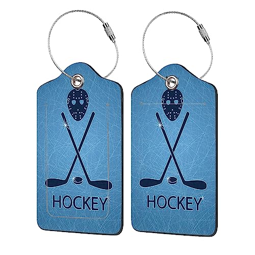Luggage Tags for Suitcase,2 Pack Hockey Sticks Luggage Tag with Privacy Flap,Name ID Label and Metal Loop for Women Men Girls Baggage Bag Backpack Instrument - color: Hockey Sticks