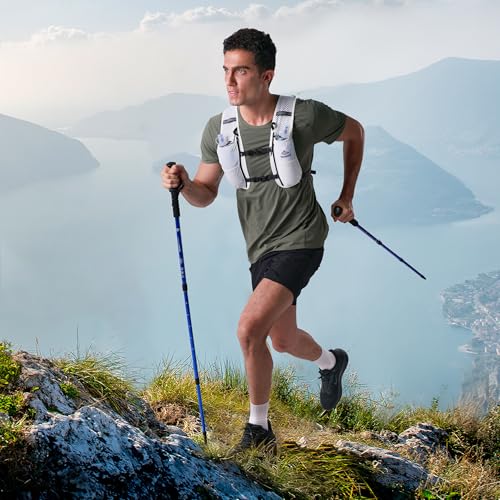 Running Vest for Women Men, 5L Hydration Vest with Dual 500ml Soft Flask, Lightweight Water Backpack, Adjustable Chest Straps Running Hydration Backpack for Running Cycling Hiking - color: White