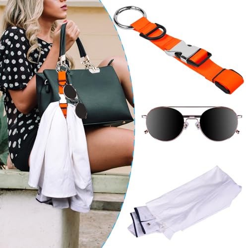 Wisdompro Jacket Gripper Strap, Add a Bag Luggage Straps Baggage Suitcase Belts Travel Accessories with Hook and D-Ring - Make Your Hands Free, Easy to Carry Your Extra Bags - Orange - color: Orange