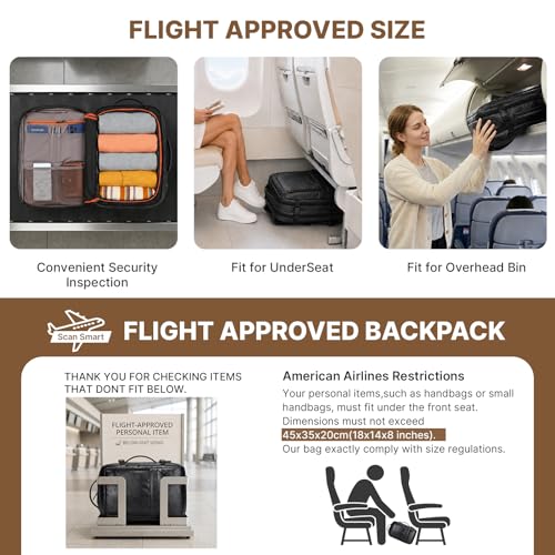 Carry On Backpack, 40L Expandable Travel Backpack with Laptop Compartment, Water Resistant Business Travel Bags Airline Approved for Men Women Weekend Trip (Black) - color: Black