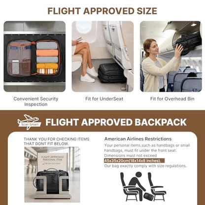 Carry On Backpack, 40L Expandable Travel Backpack with Laptop Compartment, Water Resistant Business Travel Bags Airline Approved for Men Women Weekend Trip (Black) - color: Black