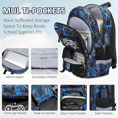 School Backpack for Boys - Gamer Boys Backpacks for Kids Teens Elementary Middle High School,18″ Large Capacity Students Bookbag with Usb Charging Port - color: Game002-only