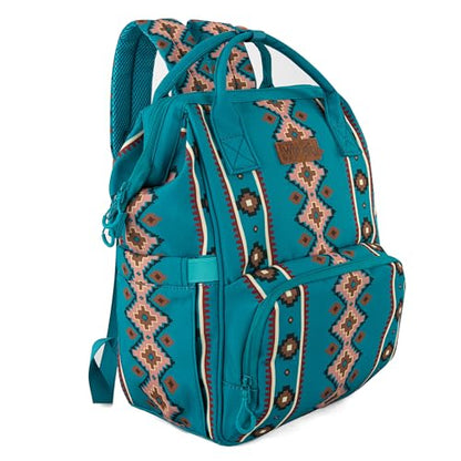Montana West Wrangler Callie Diaper Bag Backpack with Stroller Straps Multifunction Baby Travel Bag WG2204-9110TQ - color: Turquoise