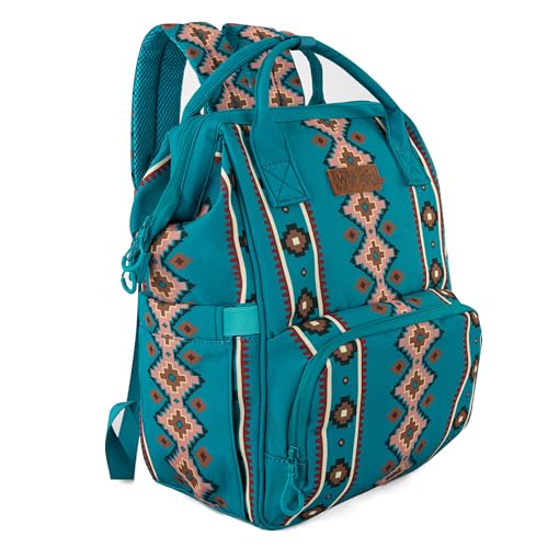Montana West Wrangler Callie Diaper Bag Backpack with Stroller Straps Multifunction Baby Travel Bag WG2204-9110TQ - color: Turquoise