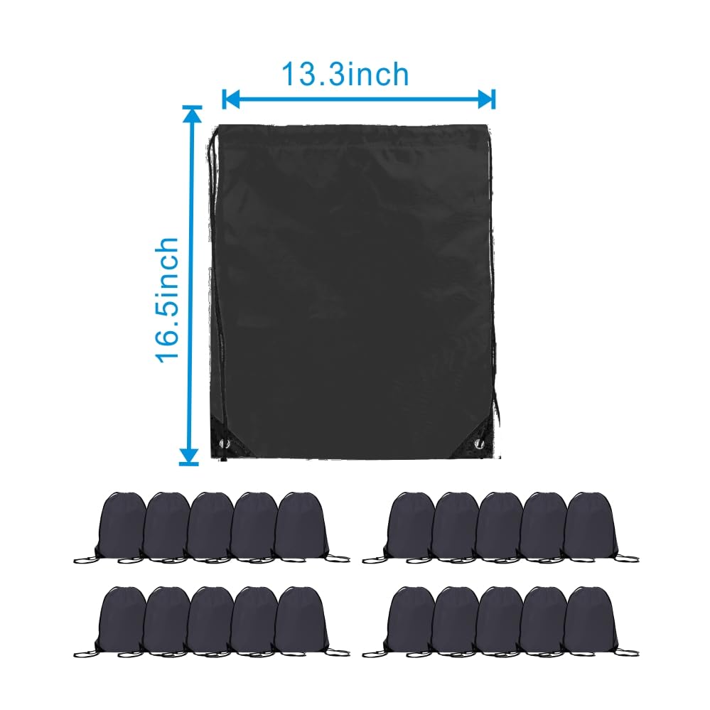 JohahaTim Drawstring Backpack Bulk 20 Pcs Draw String Bags DIY Gym Sports Traveling Yoga Cinch Bag Sackpack Drawstring (Black) - color: Black
