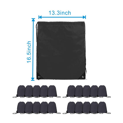 JohahaTim Drawstring Backpack Bulk 20 Pcs Draw String Bags DIY Gym Sports Traveling Yoga Cinch Bag Sackpack Drawstring (Black) - color: Black