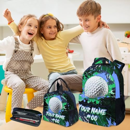 COZYAURA Kids' Backpacks - Personalized Golf Backpack Set for Boys Girls - Sports Bookbag for Elementary Middle School - Cool Ball School Bag with Lunch Bag & Pencil Case - color: Style-a