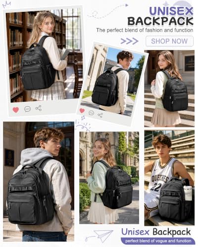 Black Backpack for School, High School Bookbag Back Pack for Teens Girls Boys, Lightweight College Backpack Book Bag for Women Men, Simple Casual Daypack Backpack Mochilas Escolares para Adolescentes - color: A2-black