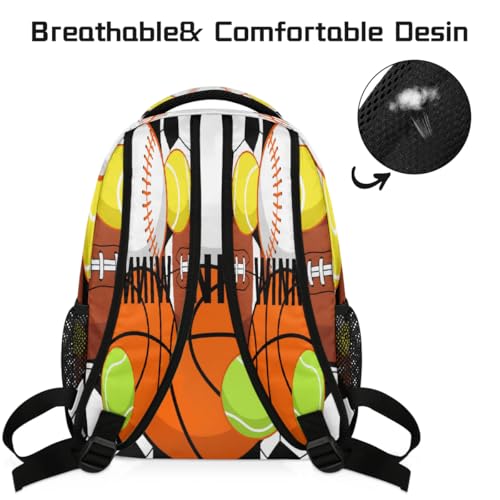 School Backpack Travel Bag for Men & Women - Basketball Baseball Lightweight Boys Girls Bookbag Daypack Fits 15.6 Inch Laptop for College Students, Middle High School, Teens