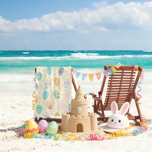 Easter Eggs Beach Towel, Cute Easter Gift Quick Dry Sand Free Absorbent Bath Towel, Microfiber Lightweight Towel Pool Travel Camping Gym Swim 30x60 Inch/ 77X153cm - color: Easter Eggs