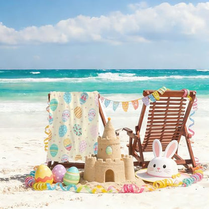 Easter Eggs Beach Towel, Cute Easter Gift Quick Dry Sand Free Absorbent Bath Towel, Microfiber Lightweight Towel Pool Travel Camping Gym Swim 30x60 Inch/ 77X153cm - color: Easter Eggs