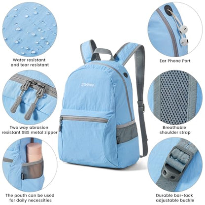 G4Free 20L Lightweight Packable Backpack Travel Hiking Daypack Foldable Backpack for Men Women(Light Blue) - color: Light Blue