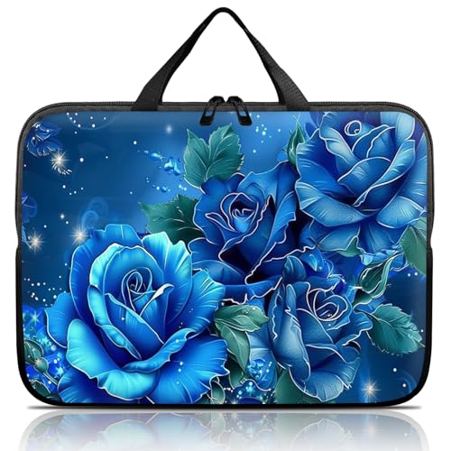 14 15 15.4 15.6 inch Laptop Handle Bag Computer Bag, Pouch Holder Notebook Sleeve Cover Soft Case Compatible for Dell,Lenovo,Toshiba HP, Asus Notebook-Blue Roses - color: Blue Roses