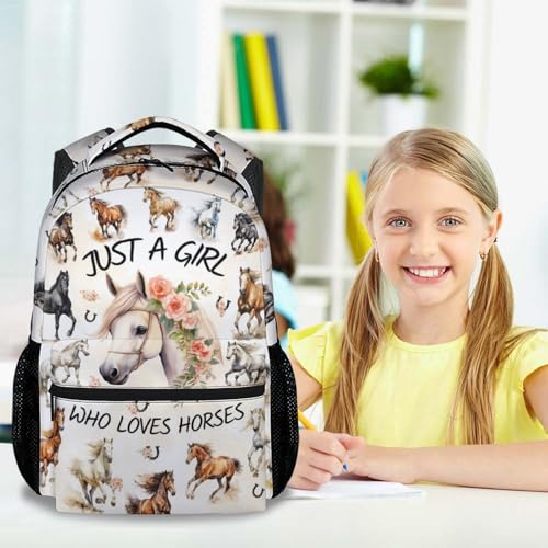 Student Elementary School Backpack - 17 Inch Horse Kids Backpacks - Girls Back to School Gift Bookbag - color: Color4-1
