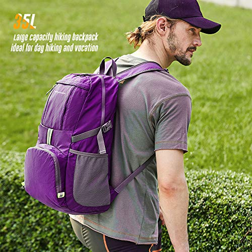 35L Lightweight Packable Backpack Waterproof Durable Hiking Travel Backpack Daypack - color: Purple