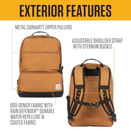 Carhartt Insulated Two Compartment Cooler, Durable Water Repellent Material W/Front Zippered Pocket for Camping, Beach & Travel - color: Carhartt Brown, style: Cooler Backpack