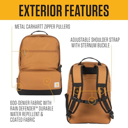 Carhartt Insulated Two Compartment Cooler, Durable Water Repellent Material W/Front Zippered Pocket for Camping, Beach & Travel - color: Carhartt Brown, style: Cooler Backpack