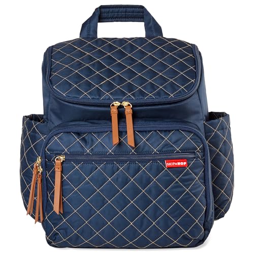 Skip Hop Diaper Bag Backpack: Forma, Multi-Function Baby Travel Bag with Changing Pad & Stroller Attachment, Navy - color: Navy