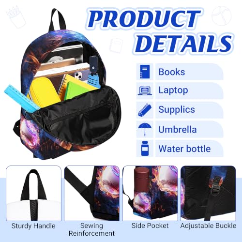 3PCS Boys Baseball Backpack, Bookbag for Kids Boys with Lunch Box, 17 Inch Baseball Teens Back to School Bag Set, Laptop Backpack for Mens School/Daypack - color: Baseball