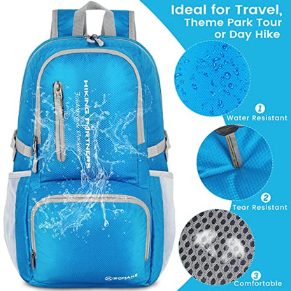 ZOMAKE Lightweight Packable Backpack, 35L Light Foldable Hiking Backpacks Water Resistant Collapsible Daypack for Travel(Light Blue) - color: Light Blue