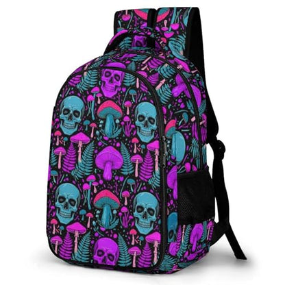 Large Capacity Travel Backpack Purple Leaf Trippy Mushroom Eye Skull, Carry On Anti Theft Laptop Backpack with Multi Compartments for Business Weekender Hiking - color: Pattern (269)
