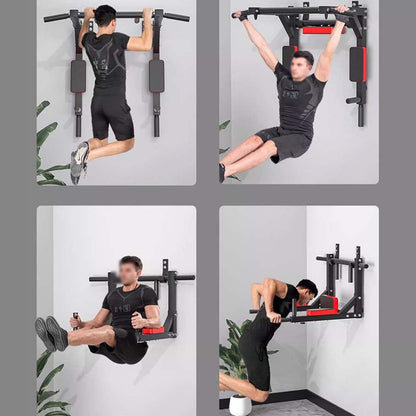 Wall Mounted Pull Up Bar,Home Gym Strength Training Equipment,800 Lbs Capacity with 6Mm Thick Hooks, Triangular Support & Non-Slip Grips for Chin-Ups, Leg Raises, Core Workouts