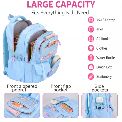 3PCS Kids Backpack Set, School Backpack with Lunch Bag & Pencil Case, Lightweight Waterproof Bookbag for Kids (Blue Sequin) - color: Blue Sequin