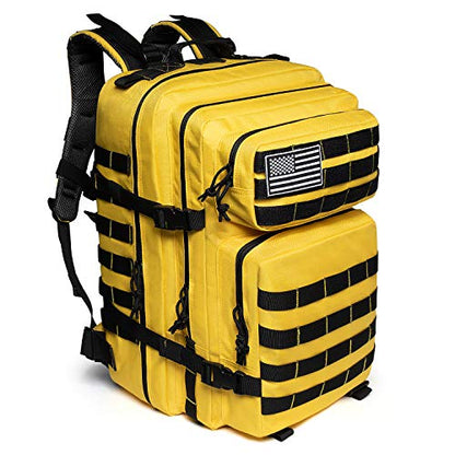 QT&QY 45L Military Tactical Backpacks Molle Army Assault Pack 3 Day Bug Out Bag Hiking Treeking Rucksack… - color: 3.2 Yellow