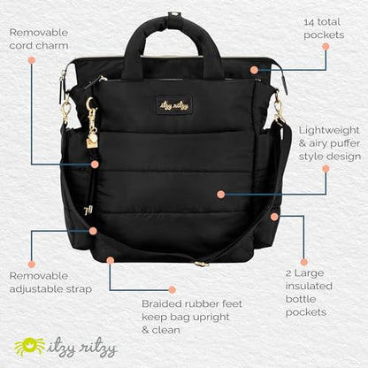 Itzy Ritzy Dream Convertible Diaper Bag Tote Backpack - Baby Diaper Bag with 14 Pockets, Changing Pad & More (Midnight Black) - color: Midnight Black