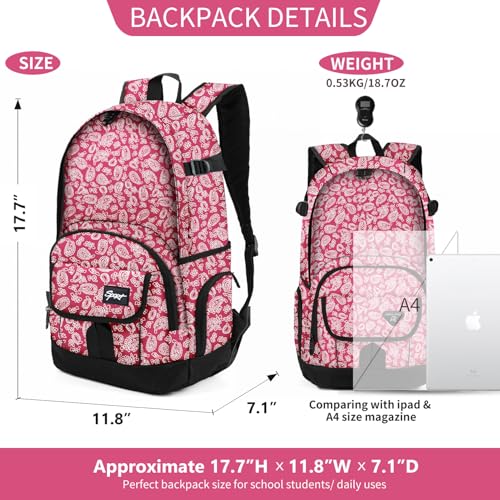 rickyh style School Backpack Travel Bag for Men & Women Lightweight College Back Pack with Laptop Compartmen - color: 04hongmao