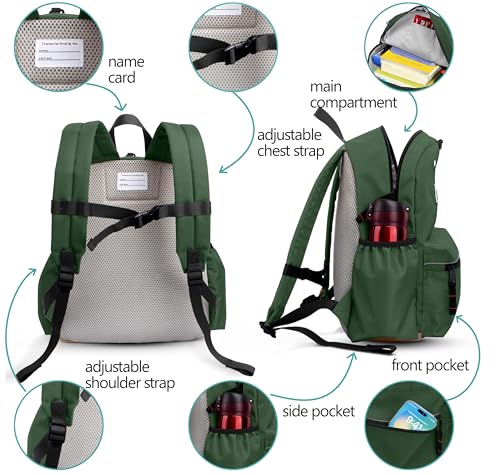 Kids Backpack for Boys: Boys Backpack 6-10 - Kindergarten Elementary School Bookbag for Boy - color: Broccoli, style: Ages 6-10 (15" H Fit A4 Folder)