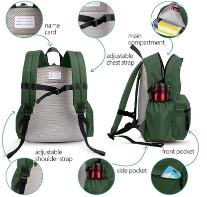 Kids Backpack for Boys: Boys Backpack 6-10 - Kindergarten Elementary School Bookbag for Boy - color: Broccoli, style: Ages 6-10 (15" H Fit A4 Folder)