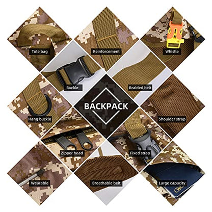 100L Camping Hiking Backpack,Molle military Tactical rucksack backpack,Waterproof Lightweight Hiking Backpack - color: Woodland Camo