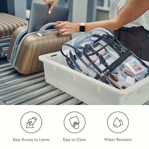 mommore Clear Backpack Heavy Duty Thick PVC Clear Bookbag for School with Pencil Bag Transparent Backpack See-Through Bag - color: Black, style: Clear Backpack Set