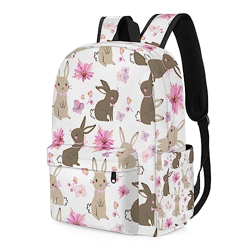 Easter Bunny Kids Backpack for Boys Girls Rabbit Flower Preschool Toddler Backpack Kindergarten Nursery Bookbag Travel Children Lightweight School Bag - color: Rabbit