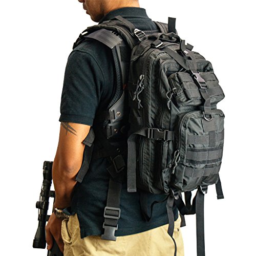 DKC452 Assault Compact Stealth Military Molle Daypack Hunting Camping Outdoor Hiking Paintball Airsoft Bag, Black, 18-Inch