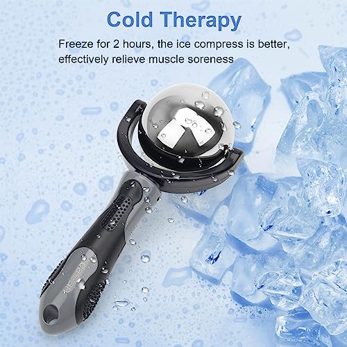 Catcan Cold Massage Roller Ball, Cold Therapy Relief, Portable Fitness Ice Roller Ball with Handle, Great Tool for Back/Neck Pain, Muscles Recovery and Inflammation - color: Black
