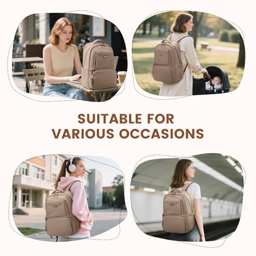 GOLF SUPAGS Lunch Backpack 16 Inch Laptop Backpack with Insulated Cooler Lunch Box Food Bag for College Work Camping Picnics (Champagne) - color: Champagne