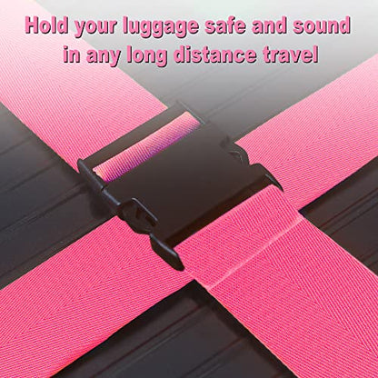 Luggage Straps for Suitcases TSA Approved Travel Belt 4 Pack by Chelmon (Rose Red) - color: Rose Red