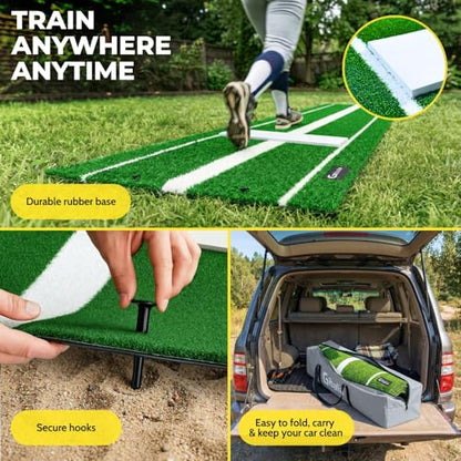 Softball Pitching MAT Whit Pitcher Rubber - Softball Training Equipment - Tools-Trainer Practice - Pitching Training aids - Baseball Turf mat - Indoor Pitching Practice - Pitch - softballs