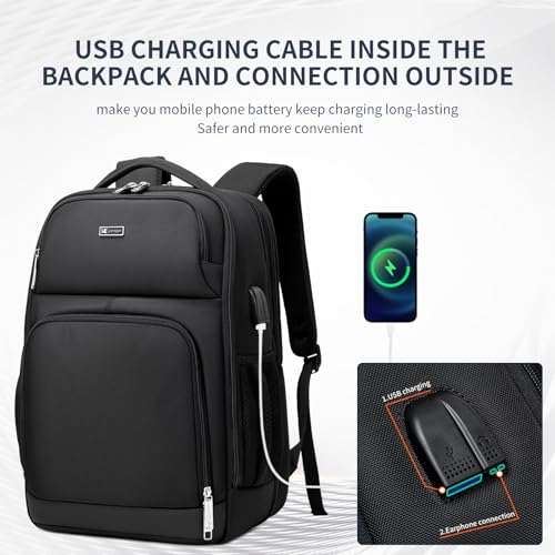 DUSLANG Laptop Backpack,Business Travel Anti Theft Slim Durable Laptops Backpack with USB Charging Port,Water Resistant College Computer Bag for Women & Men Fits 15.6 Inch Laptop and Notebook, Black - color: Black -a