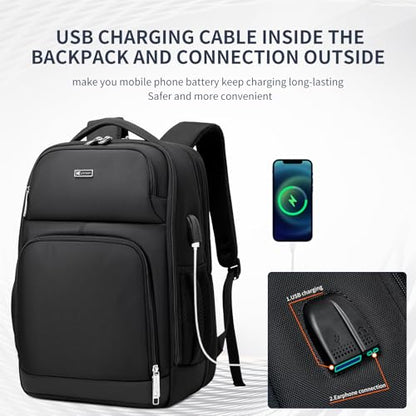 DUSLANG Laptop Backpack,Business Travel Anti Theft Slim Durable Laptops Backpack with USB Charging Port,Water Resistant College Computer Bag for Women & Men Fits 15.6 Inch Laptop and Notebook, Black - color: Black -a