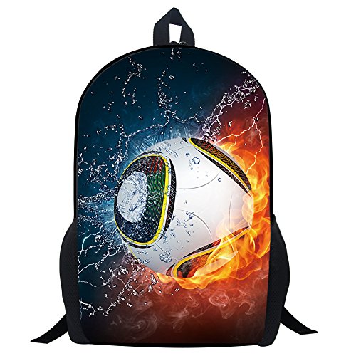Football Backpack Combustion Pattern School Bookbags for Kids - color: Soccer 2