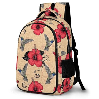Travel Backpack Purse for Women, Classic Hummingbird Art Lily Flowers Birds Cute Laptop Backpack with Tumbler Holder for Nurse Teacher College Work Casual Daypack - color: Pattern (331)